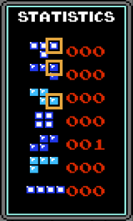 Piece statistics panel highlighting color blocks